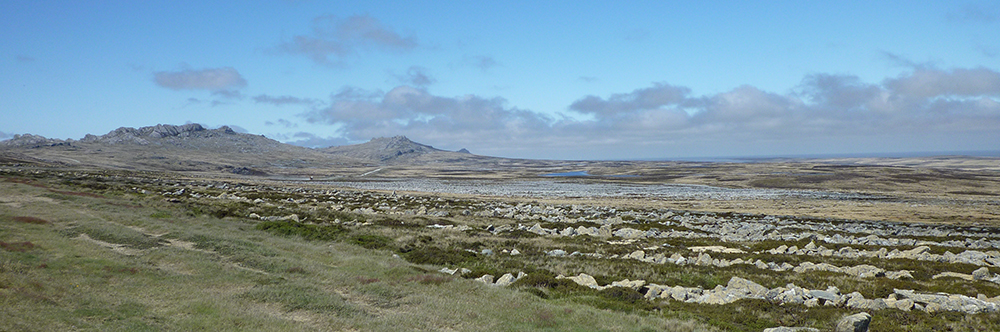 East Falkland view stoneruns and mountains
